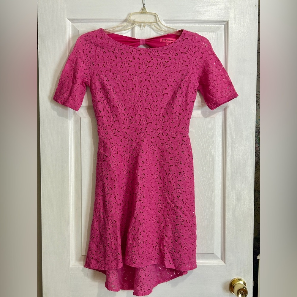 Betsey Johnson Hot Pink Lace Mini Dress